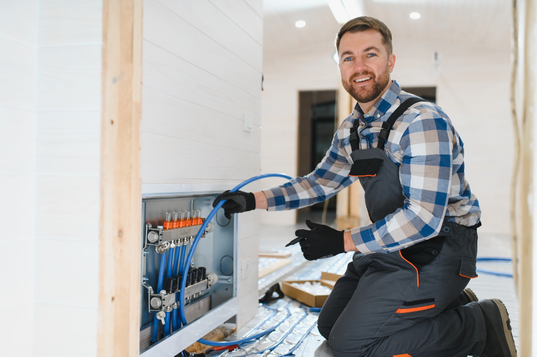 Electrical contractor working on a residential installation